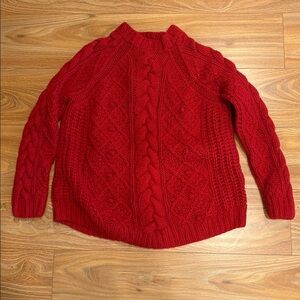 Gerard Darel  Wool Cable Knit Fisherman Sweater Red Sz 3